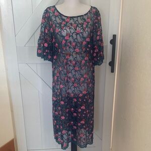 Moulinette Soeuers Floral Lace Overlay Midi Dress